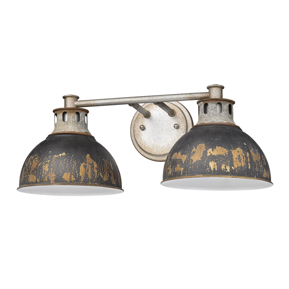 Golden Lighting Kinsley 2-light Vanity in Antique Black Iron shade